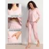 GYS Women’s Pajamas Set Soft Comfy V Neck 3/4 Sleeve Top and Cropped Pants 2 Piece Sleepwear(Pink)