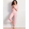 GYS Women’s Pajamas Set Soft Comfy V Neck 3/4 Sleeve Top and Cropped Pants 2 Piece Sleepwear(Pink)