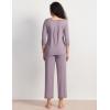 GYS Women’s Pajamas Set Soft Comfy V Neck 3/4 Sleeve Top and Cropped Pants 2 Piece Sleepwear(Violet)