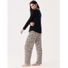 Women’s Pajama Sets Bamboo Viscose Soft and Breathable Long Sleeve Sleepwear(Black/Leopard)