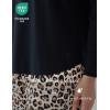 Women’s Pajama Sets Bamboo Viscose Soft and Breathable Long Sleeve Sleepwear(Black/Leopard)