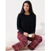 Women’s Pajama Sets Bamboo Viscose Soft and Breathable Long Sleeve Sleepwear(Black/Wine Red Plaid)