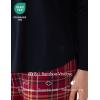 Women’s Pajama Sets Bamboo Viscose Soft and Breathable Long Sleeve Sleepwear(Black/Wine Red Plaid)