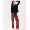 Women’s Pajama Sets Bamboo Viscose Soft and Breathable Long Sleeve Sleepwear(Black/Wine Red Plaid)