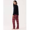 Women’s Pajama Sets Bamboo Viscose Soft and Breathable Long Sleeve Sleepwear(Black/Wine Red Plaid)