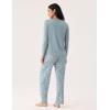 Women’s Pajama Sets Bamboo Viscose Soft and Breathable Long Sleeve Sleepwear(Greyish Green/Flower)