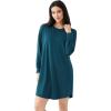 Bamboo Viscose Nightgowns for Women Long Sleeve Crew Neck Soft Sleepwear(Ink Blue)