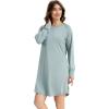 Bamboo Viscose Nightgowns for Women Long Sleeve Crew Neck Soft Sleepwear(Light Greyish Green)