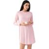 Bamboo Viscose Nightgowns for Women Long Sleeve Crew Neck Soft Sleepwear(Pink)