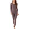 Bamboo Viscose Women’s Long Johns Sets Thermal Underwear Long Sleeve Base Layer(Khaki)