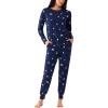 Bamboo Viscose Womens Pajamas Set, Long Sleeve Sleepwear Tops with Jogger Pants Pjs Sets(Navy Christmas Puppy)
