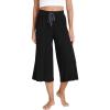 GYS Bamboo Viscose Capri Pants for Women Wide Leg Pajama Lounge Pants with Pockets Comfy Loose Cropped Yoga Pants(Black)