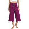 GYS Bamboo Viscose Capri Pants for Women Wide Leg Pajama Lounge Pants with Pockets Comfy Loose Cropped Yoga Pants(Dark Purple)