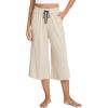 GYS Bamboo Viscose Capri Pants for Women Wide Leg Pajama Lounge Pants with Pockets Comfy Loose Cropped Yoga Pants(Heather Beige)