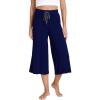 GYS Bamboo Viscose Capri Pants for Women Wide Leg Pajama Lounge Pants with Pockets Comfy Loose Cropped Yoga Pants(Navy)