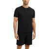 GYS Bamboo Viscose Men’s Pajama Sets Short Sleeve Tops with Shorts 2 Pieces Sleep Set(Black)