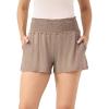 GYS Bamboo Viscose Micro Shorts for Women, Soft Lightweight Pajama Shorts, Smocked High Waist Mini Lounge Pants(Camel)
