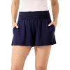 GYS Bamboo Viscose Micro Shorts for Women, Soft Lightweight Pajama Shorts, Smocked High Waist Mini Lounge Pants(Navy)