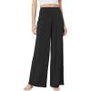 GYS Bamboo Viscose Pajama Pants for Women, Soft Wide Leg Flowy Palazzo Lounge Pants Comfy Pajama Bottoms with Pockets(Black)