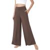 GYS Bamboo Viscose Pajama Pants for Women, Soft Wide Leg Flowy Palazzo Lounge Pants Comfy Pajama Bottoms with Pockets(Brown)