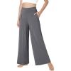 GYS Bamboo Viscose Pajama Pants for Women, Soft Wide Leg Flowy Palazzo Lounge Pants Comfy Pajama Bottoms with Pockets(Dark Heather Grey)