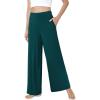 GYS Bamboo Viscose Pajama Pants for Women, Soft Wide Leg Flowy Palazzo Lounge Pants Comfy Pajama Bottoms with Pockets(Green)