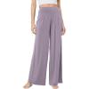 GYS Bamboo Viscose Pajama Pants for Women, Soft Wide Leg Flowy Palazzo Lounge Pants Comfy Pajama Bottoms with Pockets(Violet)