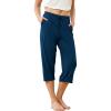 GYS Bamboo Viscose Women Pajama Pants Comfy Capri Lounge Pants with Pockets(Ink Blue)
