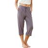 GYS Bamboo Viscose Women Pajama Pants Comfy Capri Lounge Pants with Pockets(Purplish Grey)