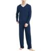 GYS Men’s Bamboo Viscose Pajamas Set Lightweight Sleepwear Long-Sleeved Sleep Shirt and Long Pants Pjs Lounge Sets(Navy)