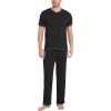 GYS Men’s Pajama Sets, Viscose Made from Bamboo, Short Sleeve T-Shirt and Lounge Pants 2 Piece Pajamas for Men(Black)