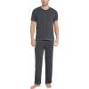 GYS Men’s Pajama Sets, Viscose Made from Bamboo, Short Sleeve T-Shirt and Lounge Pants 2 Piece Pajamas for Men(Charcoal)