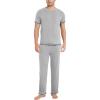 GYS Men’s Pajama Sets, Viscose Made from Bamboo, Short Sleeve T-Shirt and Lounge Pants 2 Piece Pajamas for Men(Heather Grey)