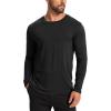 GYS Men’s Pajama Top Bamboo Viscose Cloud-Soft Long Sleeve Loungewear Moisture-Wicking Relaxed Fit Sleep Shirt(Black)