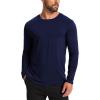 GYS Men’s Pajama Top Bamboo Viscose Cloud-Soft Long Sleeve Loungewear Moisture-Wicking Relaxed Fit Sleep Shirt(Navy)