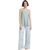 GYS Pajama Sets for Women Bamboo Viscose Sleeveless Tank Top with Soft Pants Sleep Set(Green Brushstrokes)