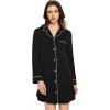 GYS Premium Women’s Nightgowns Button Down Sleepshirt Long Sleeve Notch Collar Boyfriend Nightshirt(Black)