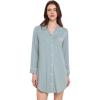 GYS Premium Women’s Nightgowns Button Down Sleepshirt Long Sleeve Notch Collar Boyfriend Nightshirt(Light Greyish Green)