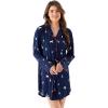 GYS Premium Women’s Nightgowns Button Down Sleepshirt Long Sleeve Notch Collar Boyfriend Nightshirt(Navy Christmas Puppy)