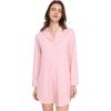 GYS Premium Women’s Nightgowns Button Down Sleepshirt Long Sleeve Notch Collar Boyfriend Nightshirt(Pink)