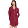 GYS Premium Women’s Nightgowns Button Down Sleepshirt Long Sleeve Notch Collar Boyfriend Nightshirt(Wine Red)