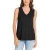 GYS Women Tank Tops Loose Fit Summer Basic Sleeveless Tops Bamboo Viscose Pajama Shirts(V-neck Black)