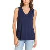 GYS Women Tank Tops Loose Fit Summer Basic Sleeveless Tops Bamboo Viscose Pajama Shirts(V-neck Navy)