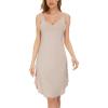 GYS Women’s Bamboo Viscose Full Slips for Under Dresses Adjustable Spaghetti Straps Cami Slip Dress(Heather Beige-long Style)