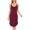 GYS Women’s Bamboo Viscose Full Slips for Under Dresses Adjustable Spaghetti Straps Cami Slip Dress(Wine-long Style)