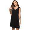 GYS Womens Bamboo-Derived Viscose Nightgowns Soft Sleeveless V Neck Nightdress Lightweight Sleep Shirt S-4XP(A- Black)