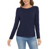 GYS Womens Long Sleeve Tops Soft Bamboo Viscose Pajama Tops(B- Navy)
