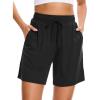 GYS Womens Pajama Shorts Soft Comfy Summer Lounge Sleep Bottoms with Drawstring and Pockets(Black)