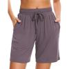 GYS Womens Pajama Shorts Soft Comfy Summer Lounge Sleep Bottoms with Drawstring and Pockets(Purplish Grey)