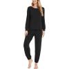 GYS Womens Pajamas Set – Viscose Made from Bamboo, Long Sleeve Sleepwear Tops with Jogger Pants Lounge Pjs Sets(Black)